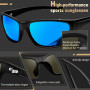 KANASTAL Lunettes de Soleil Sport Polarisées Homme Femme Enveloppantes Rectangulaires Ultra-Légères UV400