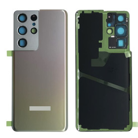 iYAiYO Couvercle Arrière Verre avec Lentille Caméra pour Samsung S21 Ultra Pièce de Rechange Boîtier Couvercle de Batterie Arriè