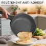 YASHE Batterie de Cuisine 15 Pièces, Poêles et Casseroles avec Revêtement Antiadhésif Effet Granit, Poignées Amovibles, Empilabl