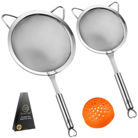 Lot de Passoires en Acier Inoxydable | 1 grande passoire, 1 petite passoire fine, 1 mini passoire pour conserves | Qualité supér