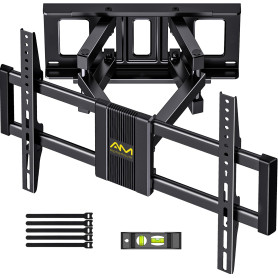 Alphamount Support Mural TV Mouvement Complet pour Téléviseurs de 37 à 80 Pouces Jusqu'à 45 kg, Fixation TV avec Double Bras Piv
