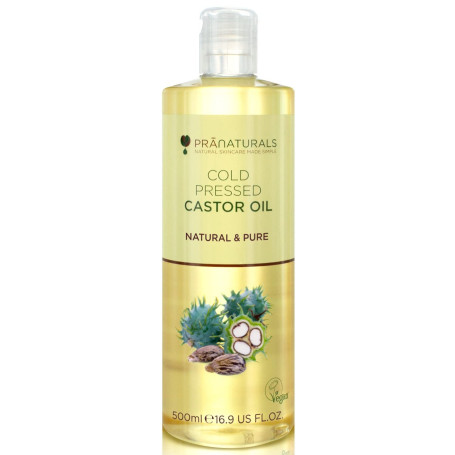 PraNaturals Huile de ricin pressée à froid 500 ml – 100% naturel végétalien pure, pour la croissance des cheveux et les cils, pl