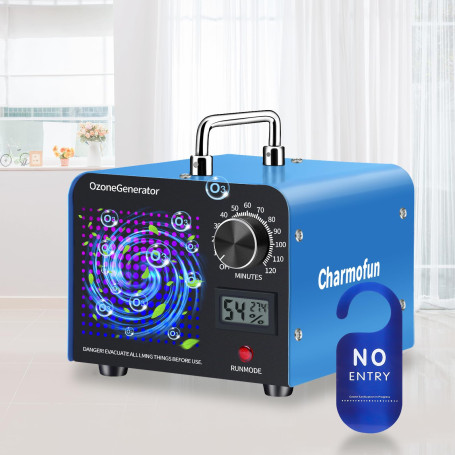 Charmofun Générateur d'Ozone Domestique 60000 mg/h, Machine à Ozone avec Affichage de la Température et de l'Humidité, Générateu