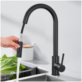 MIDINGCHAI Robinet Cuisine Douchette, Mitigeur Cuisine avec Rotatif à 360°, Flexible avec 2 Modes de Pulvérisation, Col de Cygne