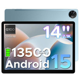 DOOGEE Tab E3 Max Tablette Android 15, Tablette 14 Pouces 13500mAh Batterie, MTK G100 Octa-Core, 32GB+256GB/TF 2TB, Tablette Tac