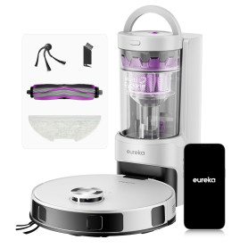 EUREKA E20 Evo Plus Robot Aspirateur Laveur avec Station sans Sac Aspiration 10000 Pa Aspirateur Robot Autovidange, Anti Enchevê