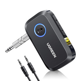 UGREEN LDAC Récepteur Bluetooth 6.0 Jack pour Voiture Adaptateur AUX Voiture avec Micro Intégré Appels Mains Libres 17H d'Autono