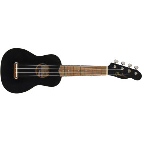 Fender Venice Ukulélé soprano Noir, Incluant des Cours Virtuels Gratuits sur Fender Play, Super Portable et Immédiatement Utilis