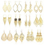 Uwiyo 12 Paires Boucles d'Oreilles Pendantes Or pour Femmes Filles, Boucles d'Oreilles Boho à pampilles en diamant et feuille en