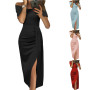 Tomwell Robe de Soirée Longue Robe Sexy Femme Moulante Longue à Dos Nu Robe Brillante pour Cocktail Soirée Cérémonie Robe de Dem