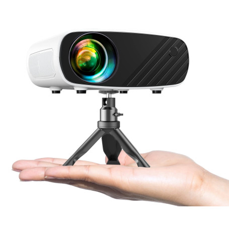 Videoprojecteur Mini Projecteur Portable 1080P - 15000Lux Full HD Portable avec Trépied Protection, Videoprojecteur 4k Compatibl