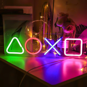 Enseigne Lumineuse Neon LED Gaming, Panneau Néon LED Coloré, Gamer Néon, 42x13cm Neon Mural USB, Gaming Game Room Enseigne pour 