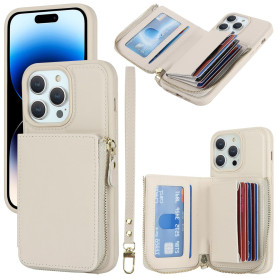 Cavor Coque iPhone 14 Pro avec Porte Carte,Etui iPhone 14 Pro avec Cordon,Pochette Portefeuille Etui Cuir,[4 Porte][Poche zippée