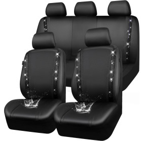 CAR PASS Housses siège Voiture en Cuir imperméable, Bling Diamant Brillant Cristal Scintillant, Universel pour 95% de Toutes Les