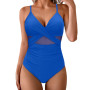 Generisch Burkini Maillot de bain push-up pour femme avec encolure en maille sur le devant