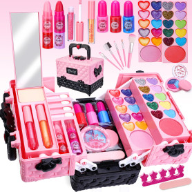 Lubibi Ensemble de Maquillage Lavable pour Enfants avec Coffret, Testé de sécurité Kit de cosmétiques réels pour Enfants,Anniver