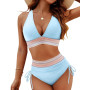 HUXRAKV Ensembles Maillots Deux pièces pour Femmes Rembourré avec Bretelles Spaghetti Imprimées Push-up Maillot de Bain de Plage