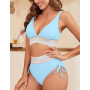 HUXRAKV Ensembles Maillots Deux pièces pour Femmes Rembourré avec Bretelles Spaghetti Imprimées Push-up Maillot de Bain de Plage