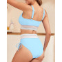 HUXRAKV Ensembles Maillots Deux pièces pour Femmes Rembourré avec Bretelles Spaghetti Imprimées Push-up Maillot de Bain de Plage