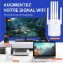 Répéteur WiFi Exterieur,2025 Nouveau repeteur WiFi Puissant,Amplificateur WiFi 6 antennes,2 Ports LAN,Répéteur WiFi 1200Mbps, Co