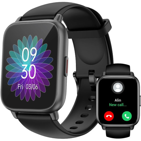 RUIMEN Montre Connectée Homme Femme avec Appel Bluetooth Smartwatch avec Podometre Cardiofrequencemetre Oxymetre Montre Sport po