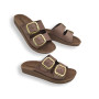 Roxanna Ligne Aurea Beaux Chaussons Femme Été Double Sangle Sandales d'Été en Eco-Cuir pour la maison, la mer, la marche