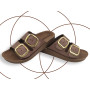 Roxanna Ligne Aurea Beaux Chaussons Femme Été Double Sangle Sandales d'Été en Eco-Cuir pour la maison, la mer, la marche