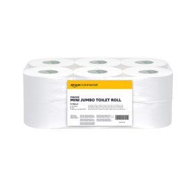 AmazonCommercial Papier Toilette Mini Jumbo, 2 Epaisseurs Premium, 12 Rouleaux (1 paquet), 557 Feuilles per Rouleau, Taille des 