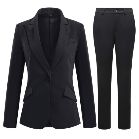 YYNUDA Tailleur Femme 2 Pièces Formel Blazer Ensemble Pantalon Elegant Slim Veste avec Jupe Poches Business