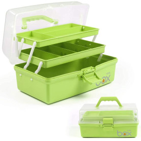 Creahaus Boîte de rangement multifonction à trois couches-Boîte à outils pliable pour loisirs créatifs, fournitures de couture, 