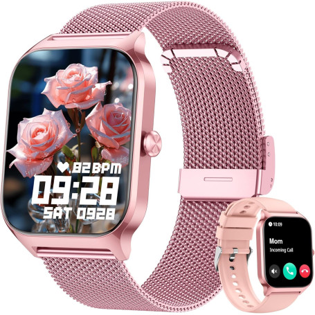 KALINCO Montre Connectée Homme Femme, 1.85” AI Smartwatch avec Appel Bluetooth, Pression Artérielle, Stress, Podometre, Sommeil,