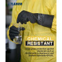 LANON Gants de Protection Chimique en Caoutchouc Naturel, Résistants aux Produits Chimiques et Etanche, EN 374, Noirs, XXL/11