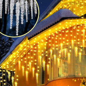 Uping Guirlande Lumineuse Extérieur Rideau Lumière 400 led avec 48 Stalactites Etoilées, Decoration Noël Mariage Jardin Maison F