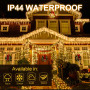 Uping Guirlande Lumineuse Extérieur Rideau Lumière 400 led avec 48 Stalactites Etoilées, Decoration Noël Mariage Jardin Maison F