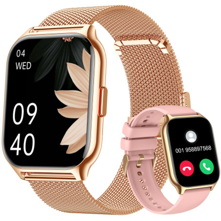 ZOSKVEE Montre Connectée Femme Homme avec Appel Bluetooth, 2,0" HD Smartwatch, 100+ Sportifs, Moniteur de Sommeil Cardiofréquenc