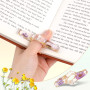 Ensemble support de page et marque-page en résine avec fleur séchée et marque-page en résine en forme de fleur séchée avec pompo