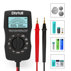 Dlyfull Testeur de batterie universel LCD - Testeur de batterie numérique professionnel pour batterie, piles, piles bouton, etc.