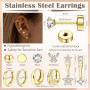 LOLIAS 10 Paires Lot Paires Boucles d'Oreilles Femme Acier Inoxydable Piercing Oreille Acier Inoxydable Bijoux Femme Boucles d'O