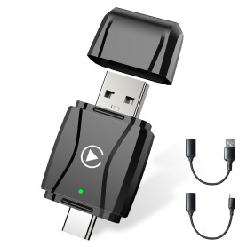 Alltotive S3 Adaptateur CarPlay sans Fil pour iPhone, Convertissez Le Filaire en sans Fil, Plug & Play avec Typ-C/USB, Compatibl