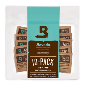Boveda pour le stockage d'herbes | régulateur d'humidité dans les 2 sens à 58% d'HR | taille 4 pour maximum 15 g de fleurs | emp