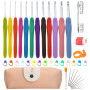 RealPlus Aiguilles à Crochet Set, Ensemble de 12 pcs Crochet à Tricoter avec Poignées Ergonomiques en Caoutchouc à Prise Souple,