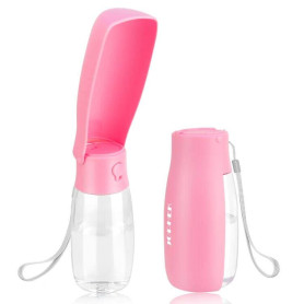 JOPHEK 550ML Bouteille d'eau pour Chien Chat, Distributeur d'eau Portable Gourde avec Bouton Lock et Filtre à Charbon Actif Conv