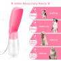 JOPHEK 550ML Bouteille d'eau pour Chien Chat, Distributeur d'eau Portable Gourde avec Bouton Lock et Filtre à Charbon Actif Conv