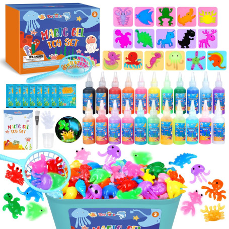Dreamon Aqua Gelz Set, jouet magique en gel d'eau 3D à faire soi-même, Magic Water Gel avec 22 couleurs et 16 formes, cadeau de 
