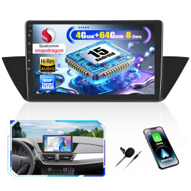CAMECHO Android 15 Qualcomm 8-Core 4+64G Navi Autoradi pour BMW X1 E84 2010-2016, 10 Pouces sans Fil Carplay Bluetooth DSP Radio