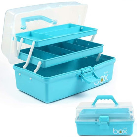 Creahaus Boîte de rangement multifonction à trois couches-Boîte à outils pliable pour loisirs créatifs, fournitures de couture, 