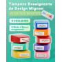 SOSALUK Tampon Enseignant Français 8PCS Boîte Tampon Auto Encreur Enfant Tampons Encreurs Cadeau Professeur Enseignants Tampons 