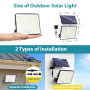 kolpop 2 pièce Lampe Solaire Exterieur Detecteur de Mouvement,LED Convex Lenses Projecteur Solaire,3Mode 1800mAH Lumiere Solaire