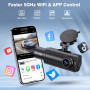 SHRINLUCK X5 4K WiFi Dashcam Voiture Avant Arrière Intérieur, Carte SD 64G, 2160P+1080P+1080P FHD 3 Canaux Dash Cam,Camera Voitu