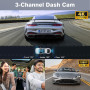 SHRINLUCK X5 4K WiFi Dashcam Voiture Avant Arrière Intérieur, Carte SD 64G, 2160P+1080P+1080P FHD 3 Canaux Dash Cam,Camera Voitu